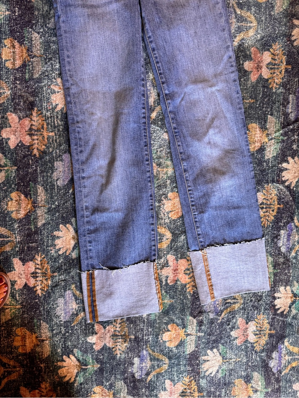 Pilcro Straight-Leg Jeans in Blue with Cuffed Hem - Picture 2 of 10